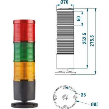 Maják Signalizační sloupek 3 barvy blikající TERMSL3C