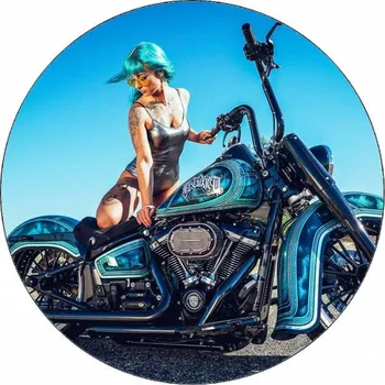 Jedlá dekorace na dort Jedlý papír dívka na Harley Davidson 19,5 cm