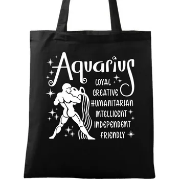 Bavlněná taška Horoskop Vodnář Aquarius (Barva: Černá)