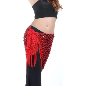 Šátek Síťový šátek s flitry třásňový Bali Sytě červená