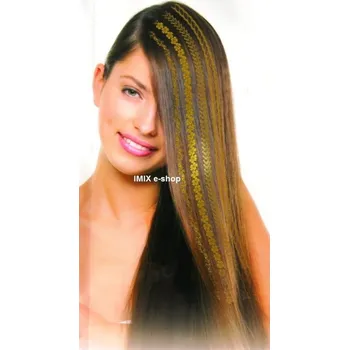 Ozdoba do vlasů Nálepka do vlasů dlouhé zlaté pruhy