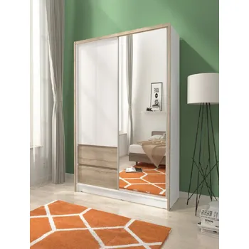 Šatní skříň ArtPS Šatní skříň RHEA 130 | bílá/dub sonoma