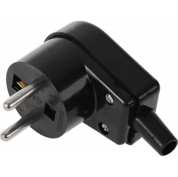 Elektrická zásuvka Černá úhlová zástrčka WT-20S-2 s uzemněním