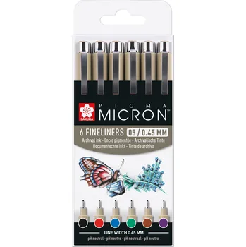Technické pero Pigma Micron 05/0.45 mm - sada 6 barev