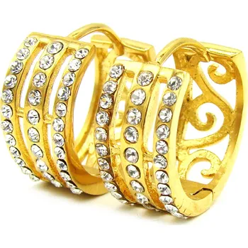 Náušnice Steel Jewelry Náušnice KRUHY GOLD Chirurgická ocel NS231194 dárkové balení zdarma