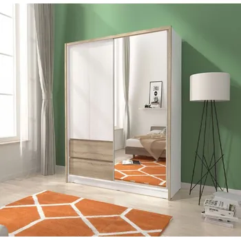 Šatní skříň ArtPS Šatní skříň RHEA 150 | bílá/dub sonoma