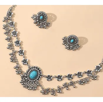Souprava šperků Turecký náhrdelníkový set s tyrkysovými kameny