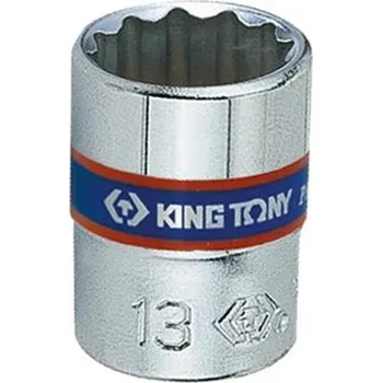 Gola hlavice King Tony 233012M - Hlavice nástrčná - ořech 1/4", velikost 12,0mm, 12-hranný, chromovaný leštěný, DIN3124, ISO 2725-1