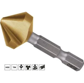 Vrták Ruko 102313T - Záhlubník kuželovýpr. 6,3 mm tříbřitý 90°, délka 38 mm, stopka BIT 1/4", "Long" HSS-TiN