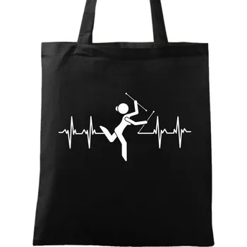 Bavlněná taška Kardiogram a Mažoretka (Barva: Černá)