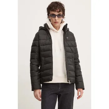 Bunda Tommy Jeans dámská, černá barva, zimní, DW0DW18311 99X, vel. M