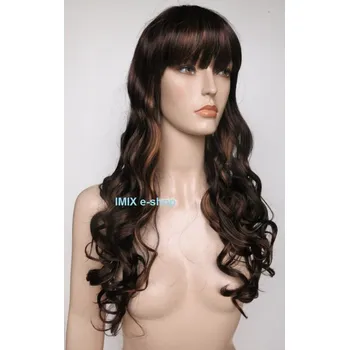 Karnevalová paruka Dámská kvalitní paruka dlouhá vlnitá s melírem