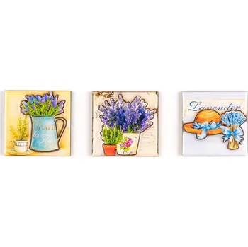 Dekorativní magnet BANQUET Sada magnetek LAVENDER, 3 ks, mix dekorů (BANQUET Sada magnetek LAVENDER, 3 ks, mix dekorů)