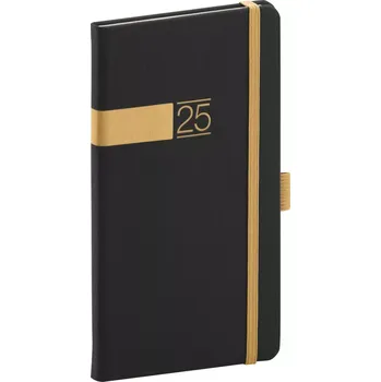 Diář Kapesní diář Twill 2025 černo-zlatý