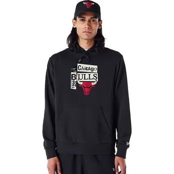Pánská mikina mikina New Era Newspaper Graphic Hoodie NBA Chicago Bulls - Black/Faded Red M