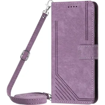 Pouzdro na mobilní telefon VSECHNONAMOBIL 81817 STRIPE Peněženkové pouzdro s řemínkem pro Oppo Reno12Pro 5G fialové