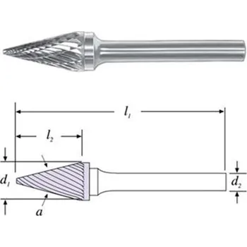 Fréza SGS 25778 (SM-53M) - Fréza technická SM-53M kuželová pr. 5,0x12,7mm, stopka 3mm