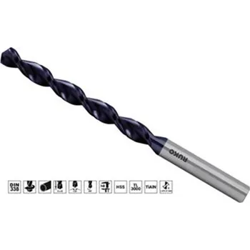 Vrták Ruko 258033F - Vrták do kovu pr. 3,3 mm délka 65/36 mm válcová stopka, středně dlouhý TL 3000 vybrušovaný, HSS TiAlN