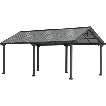 Přístřešek na auto Sunjoy Stahl Carport / Pavillon 4x6 EIGER - 367cm x 610cm, šedá barva | A110000400