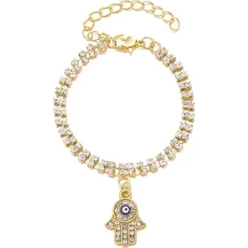 Náramek Štrasový náramek s rukou Fatimy Hamsa