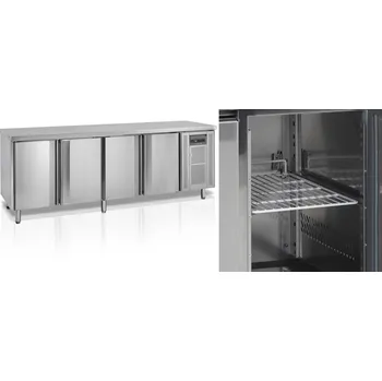 TEFCOLD Mrazicí Stůl Nerez CF 7410/-SP + AKCE | š. 223 cm, bez zadního lemu, 4 Dveře, GN1/1, Servis ČR