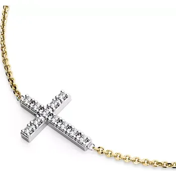 Náhrdelník Dámský náhrdelník žluté zlato 585/1000 přírodní diamant 0.060 ct G/SI křížem 140018-NH01-ZLB-DIA délka 40 cm