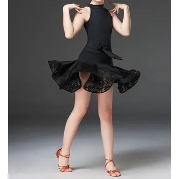 Dívčí oblečení Taneční dívčí šaty na latinu bez rukávů Jolana Černá 140