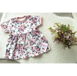 AMÁLKA Bavlněné šaty s krátkým rukávem, pudrové květy Velikost: 68-74