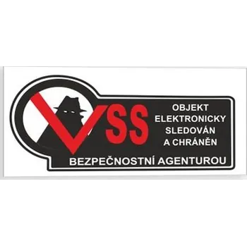 Traiva s.r.o. Objekt elektronicky sledován a chráněn Verze: Samolepka 200 x 90 mm tl. 0.1 mm - inverzní - Kód: 02793