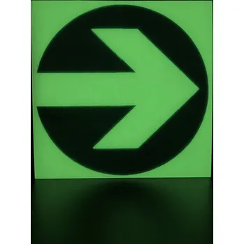 Traiva s.r.o. Protiskluzová podlahová šipka fotoluminiscenční ArGlow60X Verze: nálepka kolečko se šipkou, fotoluminiscenční (Ø 55 mm) - Kód: 10337