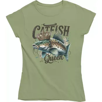 Dámské tričko Dámské rybářské tričko Sumčí královna khaki