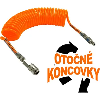 Příslušenství ke kompresoru PANTERMAX Airflow pneu spirálová PU hadice 10m, 6,5x10mm, 15 bar, otočné rychlospojky - PMAFSH6,5-10