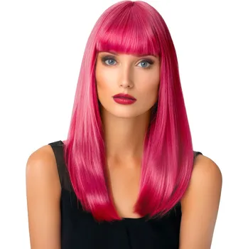 Paruka Dámská paruka - rovná s ofinou, růžová