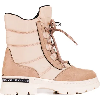 Dívčí sněhule Šněrovací béžové sněhule 22-62062BE Velikost: 37