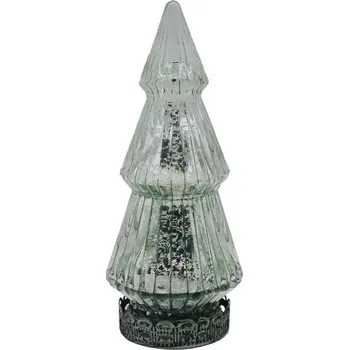 Vánoční stromek Stříbrný skleněný dekorační svítící stromek LED Tree - Ø 7*16 cm