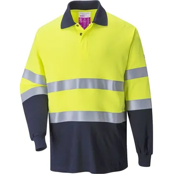 Pánské tričko PORTWEST Polokošile FR74 Flame Resistant Anti-Static Two Tone, dlouhý rukáv POR-FR74YNRXXXL 3XL Žlutá/navy
