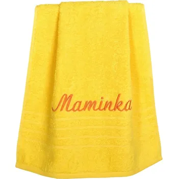 Ručník Dárkový ručník, Maminka oranžový nápis, žlutý