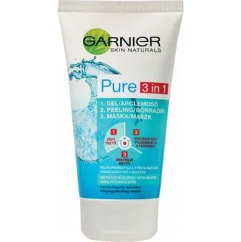Čistící gel Garnier Pure 3v1 - Čisticí gel, peeling a maska proti nedokonalostem 150 ml