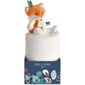 Dětská deka Dětská fleecová deka s plyšákem Lišky 70x100 cm