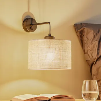 Lampička TK Lighting Nástěnné světlo Juta, jednoplamenné - Nástěnný držák - Ø 8 cm, výška 3 cm; stínidlo na lampu - Ø 22 cm, výška 15 cm béžová, černá 1 x 15 W LED - Doprava zdarma