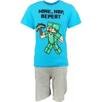 Chlapecké pyžamo Minecraft pyžamo Mine Nap Repeat modré dětské Velikost pyžama: 6 let (116 cm)