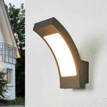 Venkovní osvětlení Venkovní nástěnné svítidlo Lucande LED Juvia, 19 cm, antracit, IP54 antracitová, opálově bílá 1 x 5,5 W LED - Doprava zdarma