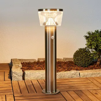 Venkovní osvětlení Lindby LED solární podstavné světlo Antje, detektor pohybu, IP44 - Ø základny 12 cm nerezová ocel, čirá 1 x 6 W LED - Doprava zdarma