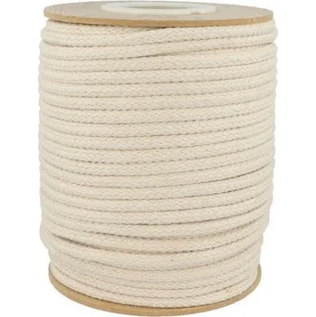 Příze Šnůra pletená BAVLNA režná 6 mm, barva Béžová sv.