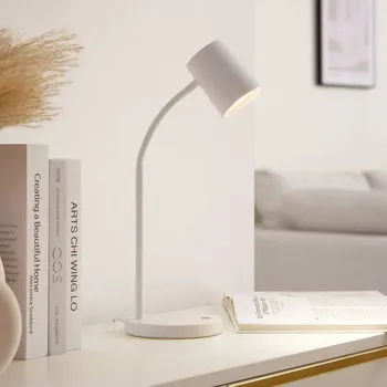 Svítidlo Stolní lampa Lindby Radka, bílá, plast, GU10, ohebné rameno - Délka kabelu 164 cm 1 x 10 W LED - Doprava zdarma