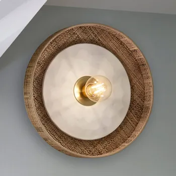 Lampička MARKET SET Portinatx Nástěnné světlo bílé, Ø40cm bílá, přírodní 1 x 60 W - Doprava zdarma