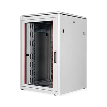 Racková skříň ROLINE 19" síťový rozvaděč 22U, stojanový, Pro, š. 800, h. 800, skleněné dveře, šedý - 26.21.0051