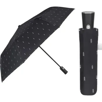 Deštník PERLETTI Time, Pánský plnoautomatický deštník skládací Geometrico / černý, 26401