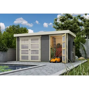 Zahradní domek Dřevěný domek KARIBU MÜHLENTRUP 1, Šedý Varianta: dřevěný domek KARIBU MÜHLENTRUP 1 (83540) šedý LG3003