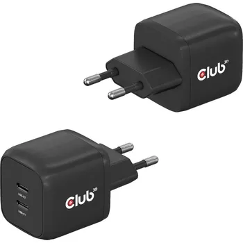 Mobilní telefon club3D CAC-1909EU napájecí adaptér k notebooku, 2x USB-C®, 45 W, Dodávka energie, černá